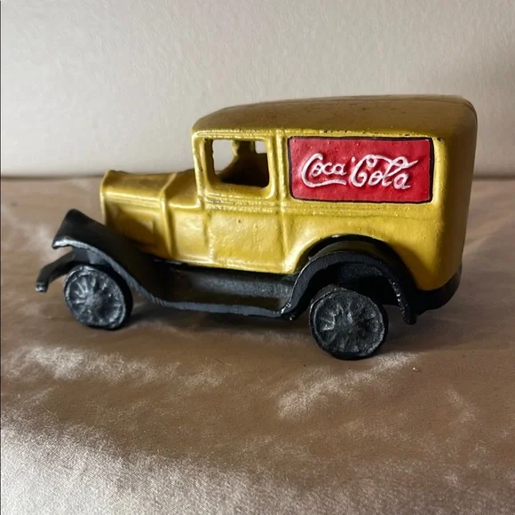Coca Cola Cast Iron Delivery Truck Vintage Coke Company Soda Pop Yellow Rare - Picture 2 of 8